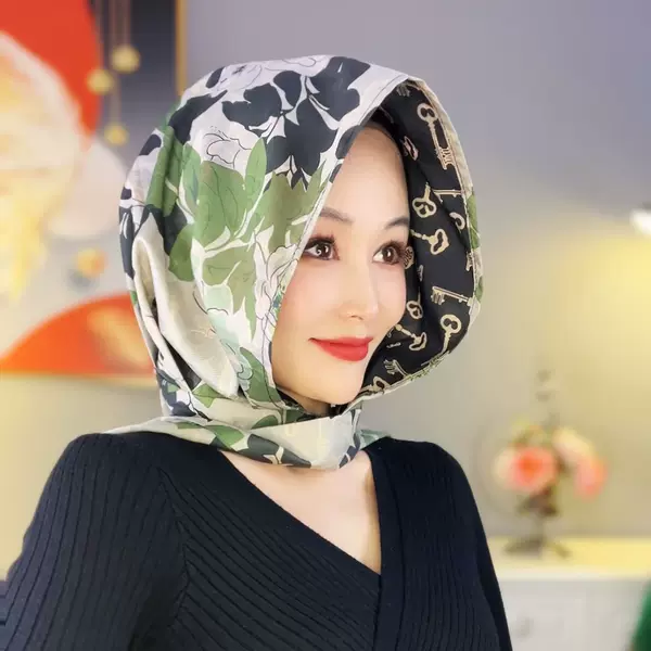 [Rib Forged Scarf Hat] Spring New Fashion Elegant All-match Scarf Hat Multi-use Windproof Sun-proof Ladies