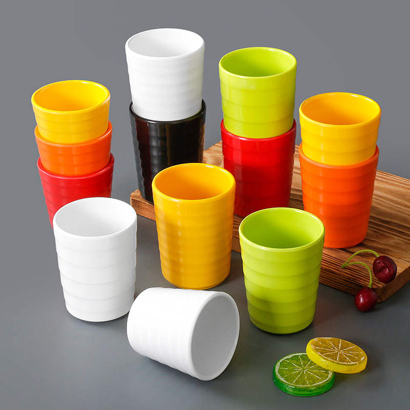 Vajilla de melamina taza de color resistente a las caídas restaurante comercial restaurante tienda de olla caliente taza de té especial jardín de infantes plástico taza de agua
