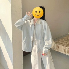 2025秋季新款设计感翻领工装外套女宽松bf慵懒风短款夹克休闲上衣