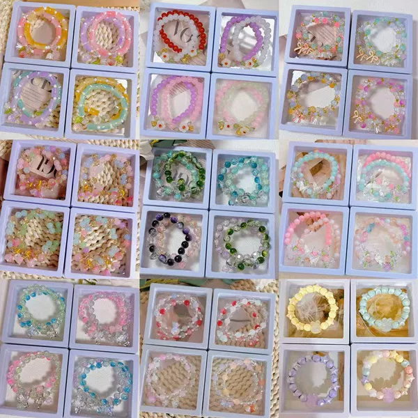 【100-Piece Bag Wholesale】Night Market Temple Exhibition Stall Glass Bracelets and Glass Jewelry in New Chinese Style Hot-Selling Items