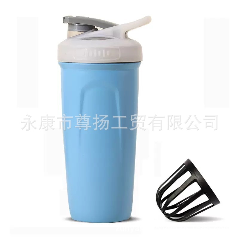 2025 nuevo polvo de proteína mezclador taza multifuncional deportivo acondicionamiento taza de batido de una sola capa conveniente con la mano agitar taza