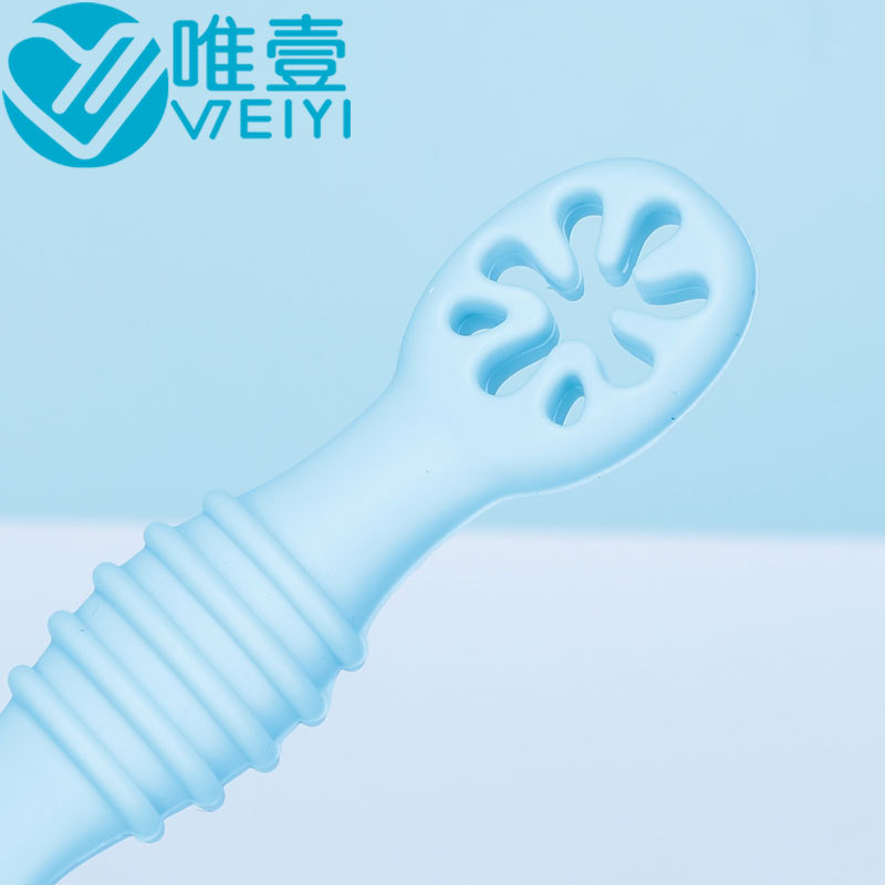 Bebé de silicona cuchara de entrenamiento molar alimentación del bebé alimentos complementarios pasta de arroz de doble cabeza cuchara suave cuchara pegajosa lamiendo cuchara de molienda palo