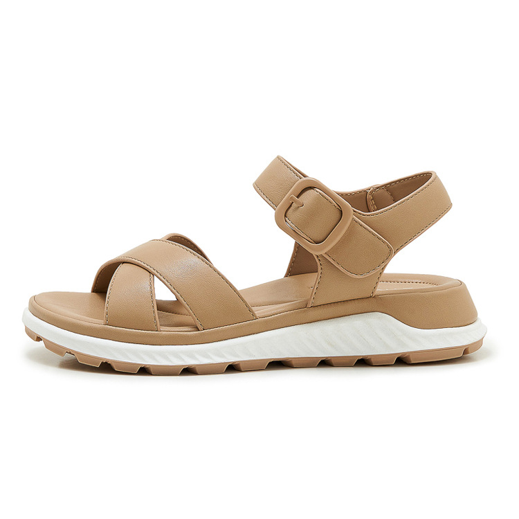 Sandal quai chéo nữ đế dày chống trượt mùa hè — màu nâu, màu đen, màu xám, màu mơ chi tiết 31