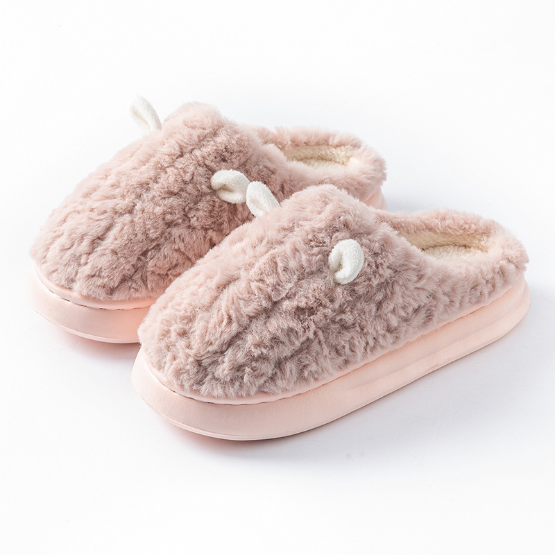 Zapatillas de lana EVA para mujeres lindas invierno en el hogar doméstico interior cálido con una base gruesa pareja zapatillas de algodón al por mayor