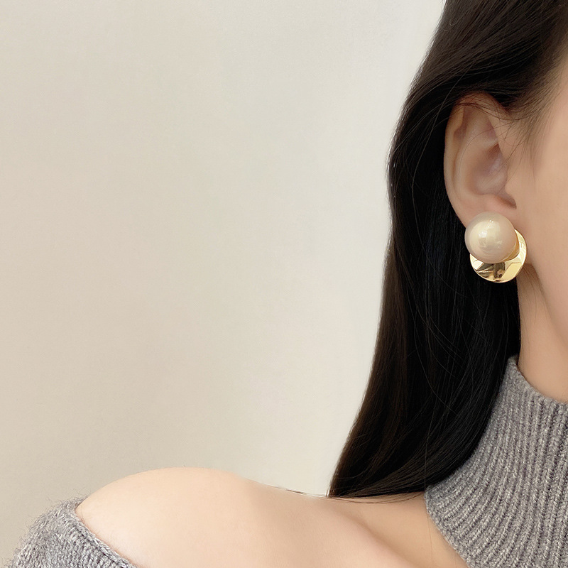 Earrings, Ear Studs Classification Alloy Material Romantic French Office Style Large Pearl Round Heart Earrings