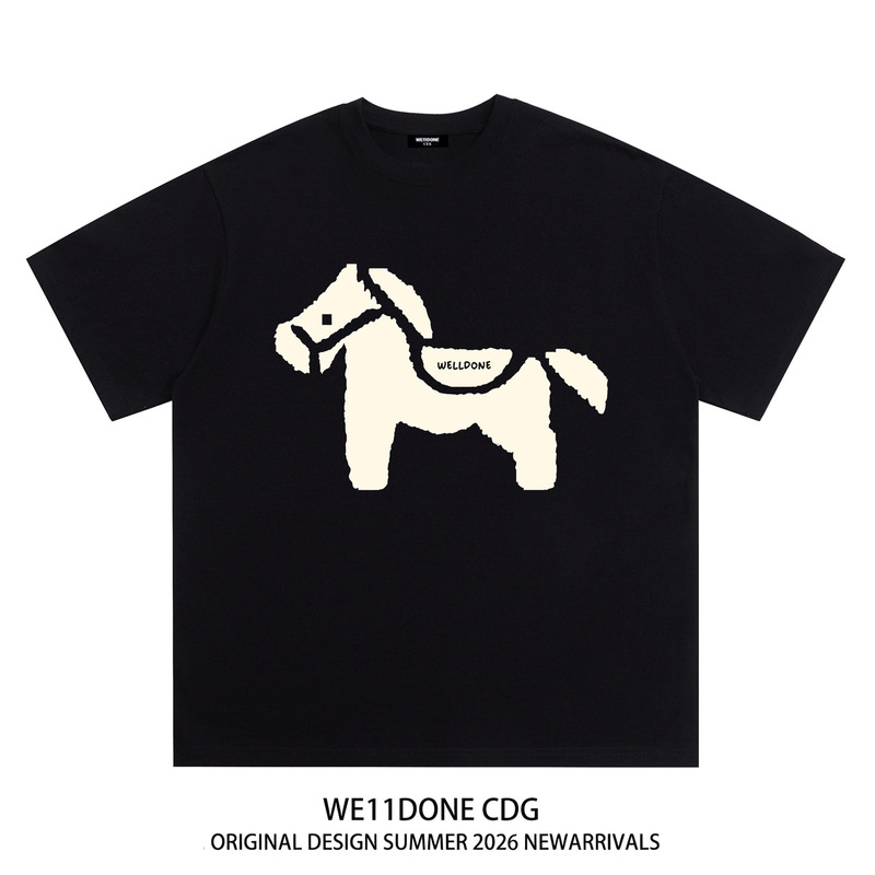 Cross-border WEDONECDG American-style trendy WELLDONE pony print unisex loose summer cotton short-sleeve t-shirt Cross-border WEDONECDG American-style trendy WELLDONE pony print unisex loose summer cotton short-sleeve t-shirt