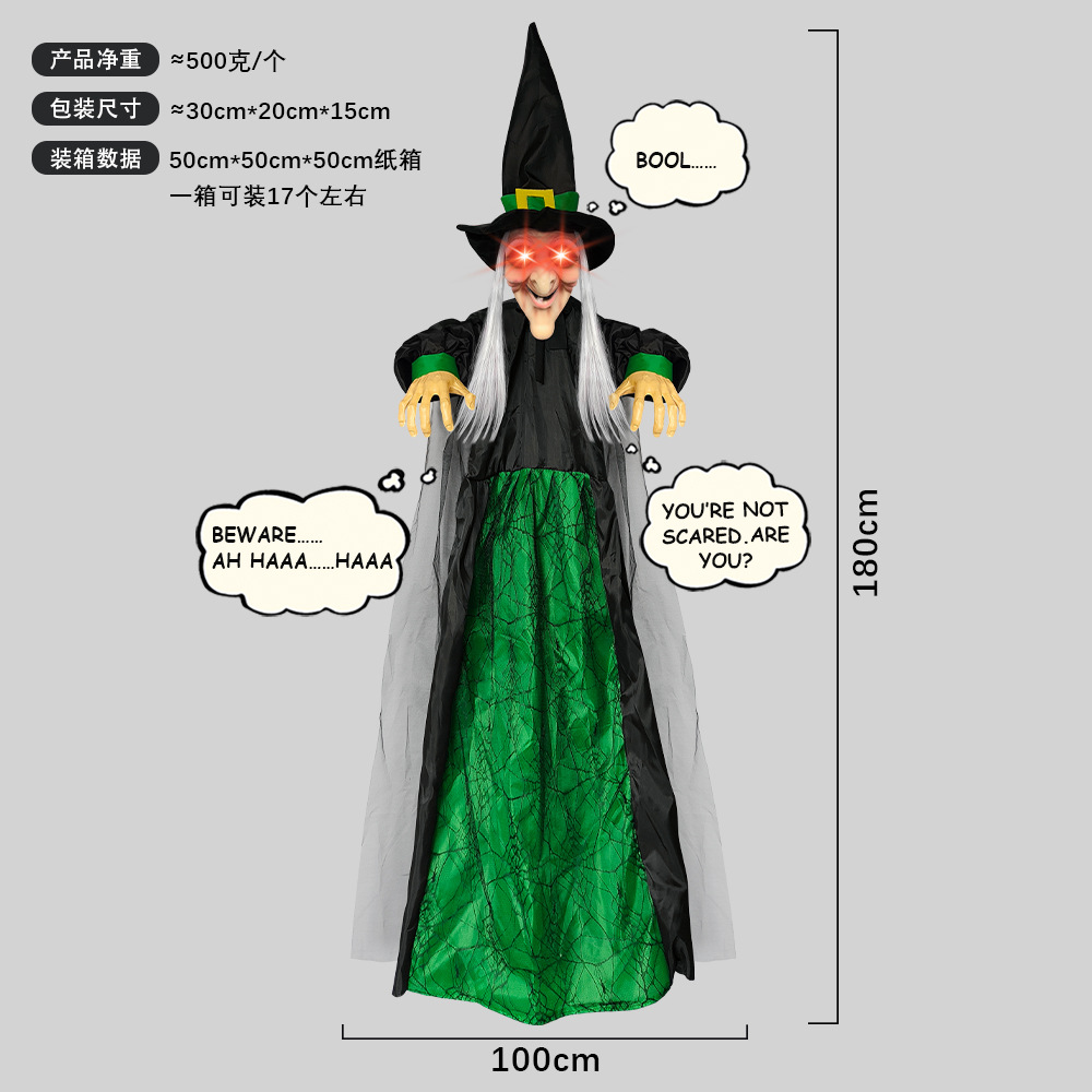 Muñeca Fantasma Colgante con Voz Activada, Brillante y que Grita, para Decoración de Halloween, Casa Embrujada, Escape Room, Serie Bruja