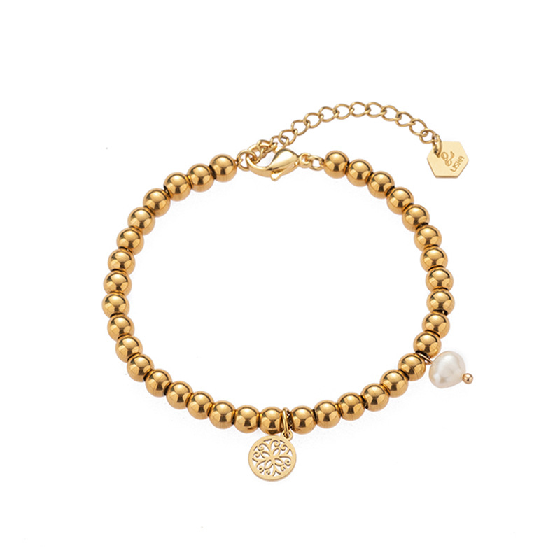 Fashion Solid Color Stainless Steel Beaded Bracelets 1 Piece