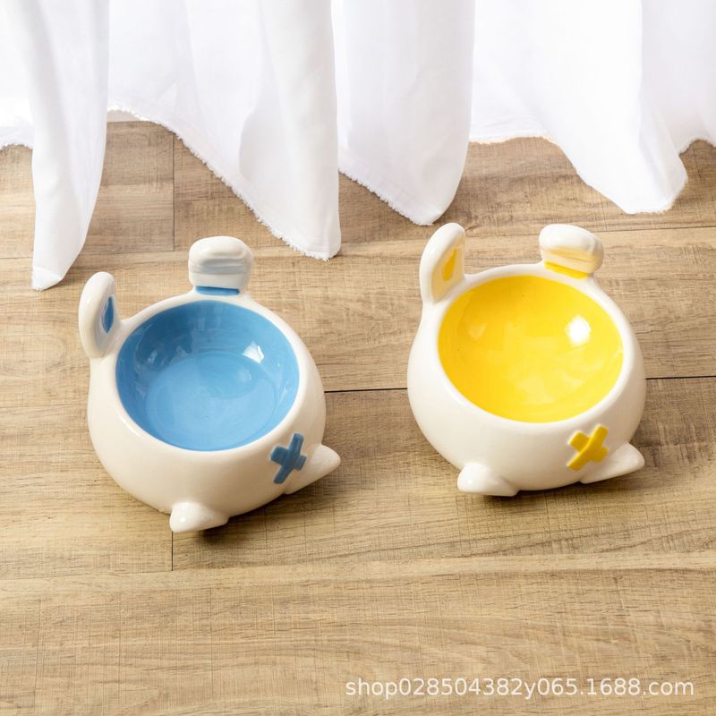 新品猫碗陶瓷猫咪罐头碗零食碗舔舐饭碗猫食盆宠物碗兔子可爱新款|undefined