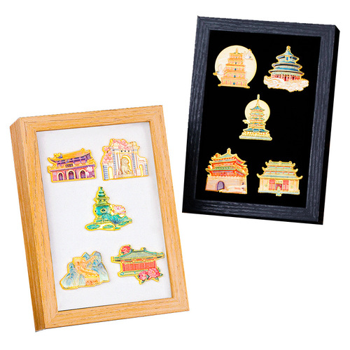 Chinese-style Shanghai cultural and creative commemorative metal badge pendant Oriental Pearl, Jing'an Temple, World Expo Museum, Bund badge