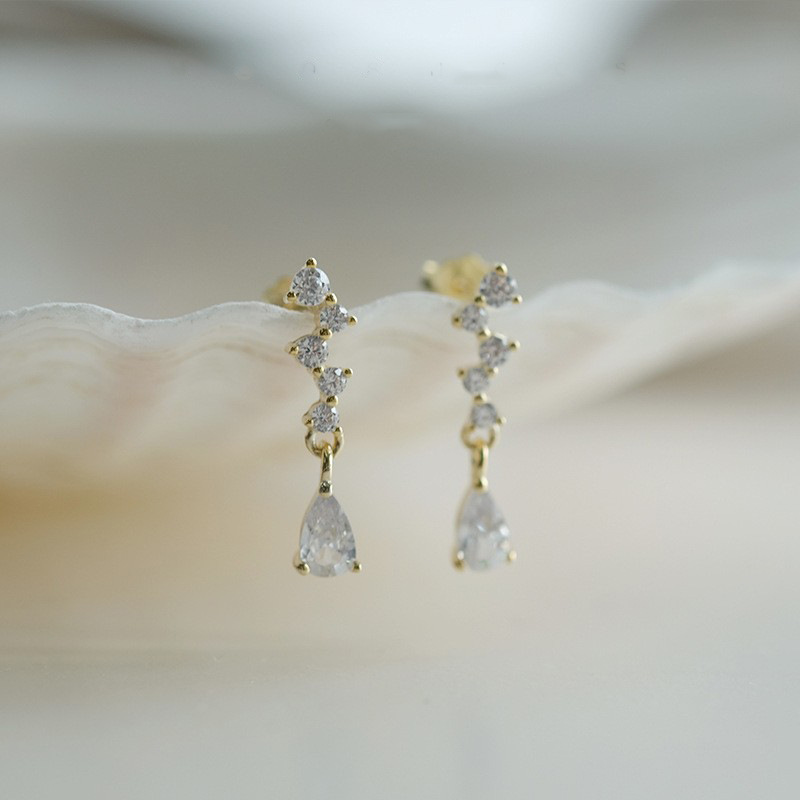 璀璨星空點點鑽星星耳釘水滴吊墜耳環日系飾品女耳釘銅電鍍other/