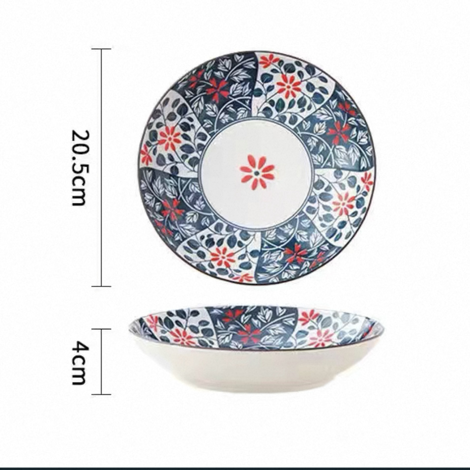 Vintage japonés de 8 pulgadas de profundidad esmaltado plato de color de alta cara plato de filete plato de ensalada