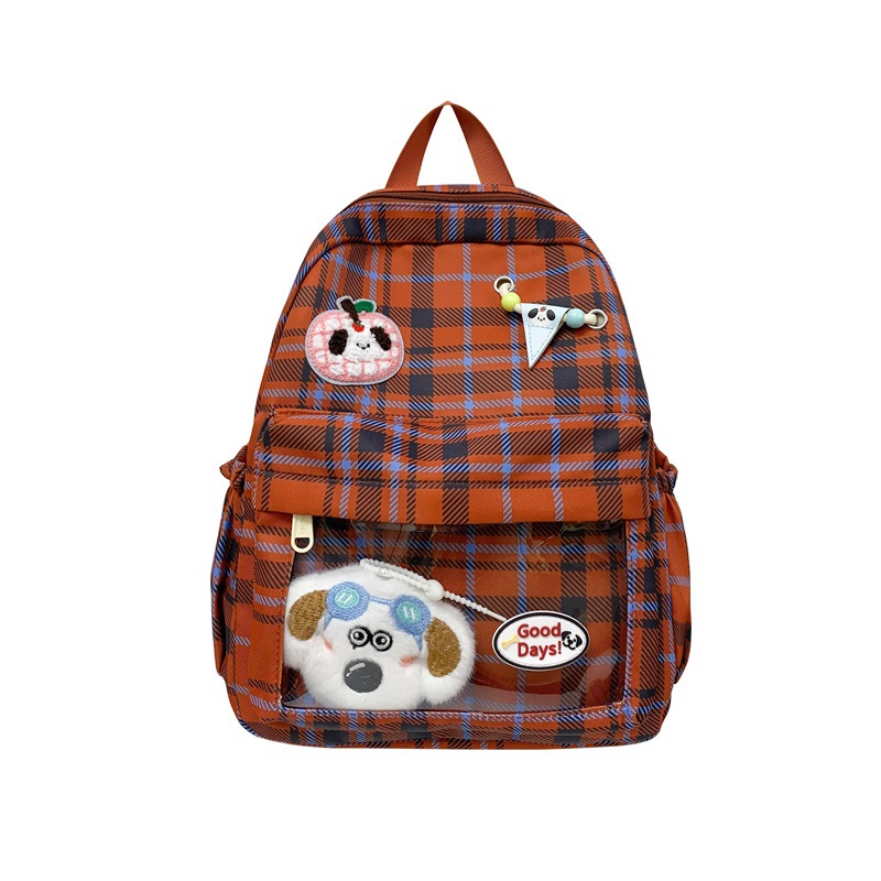 Caricatura lindo perro niñas y niñas mochilas a cuadrícula extranjera 2026 bolsas para niños de comercio exterior transfronterizo