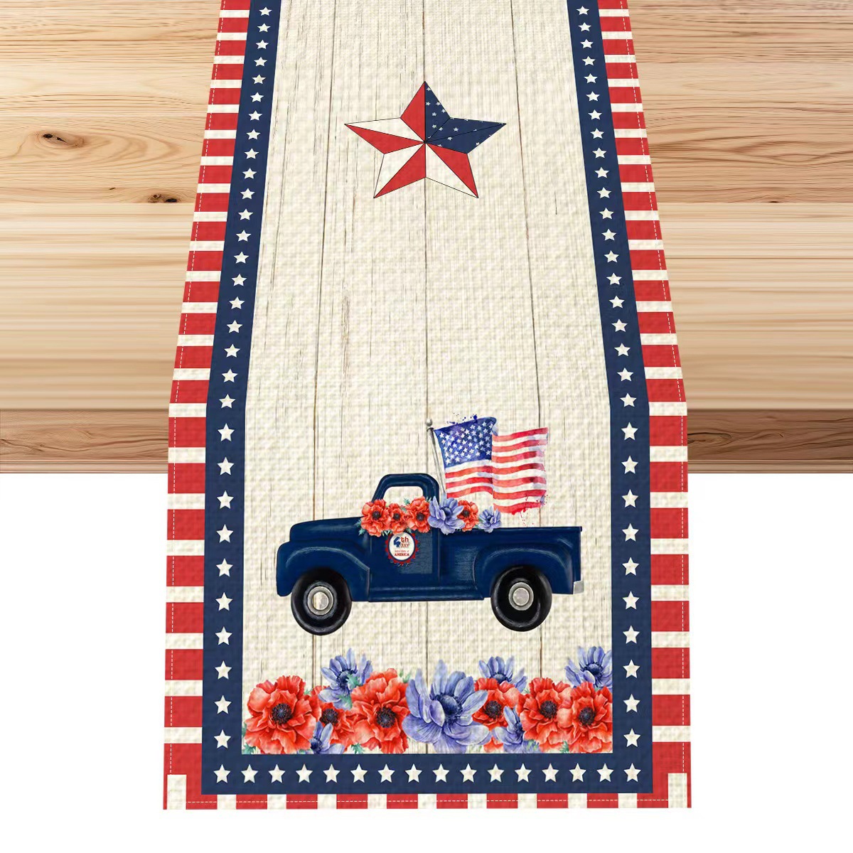Nuevo día independiente lino impreso mesa bandera de mesa Amazon transfronterizo anti-contaminante aislamiento térmico manto de mesa decoración de mesa al por mayor