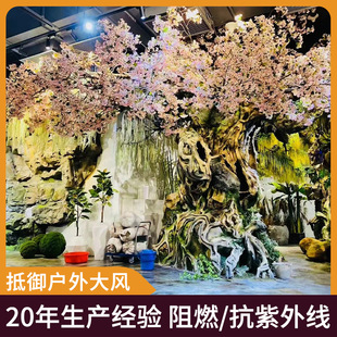 Simulated green plant landscape project, strange large indoor flame-retardant imitation big tree, artificial hotel landscaping tree, simulated artificial tree