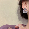 Silver needle, crystal, fashionable cute earrings, flowered, light luxury style, wholesale