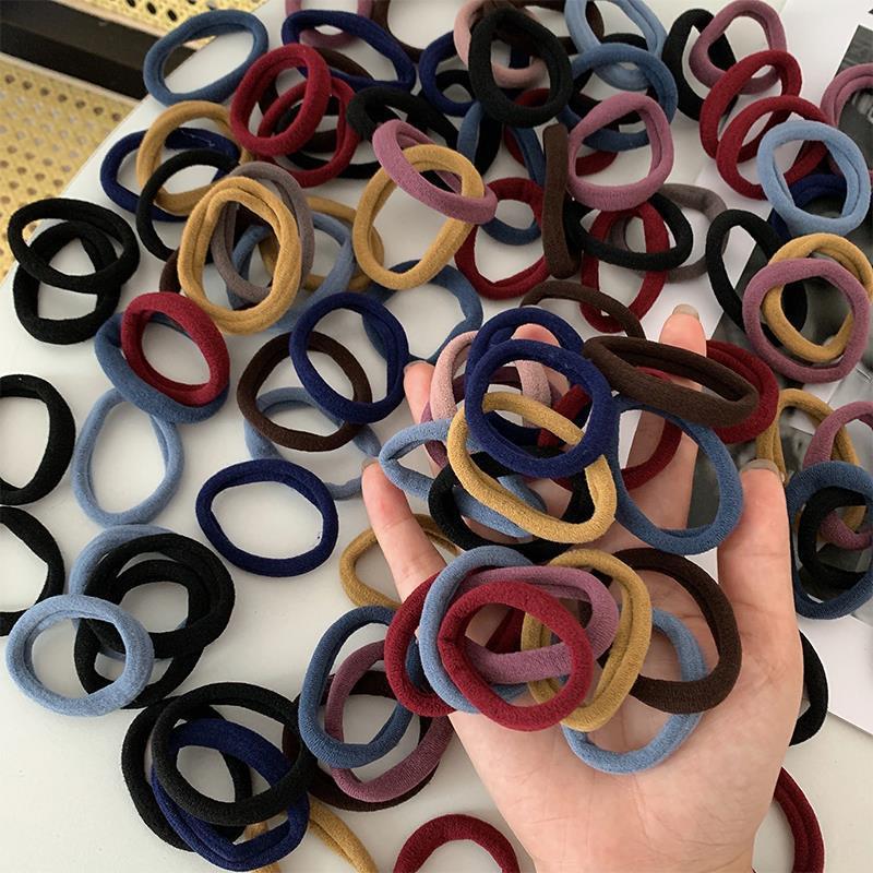 Anillo de toalla de color de estilo coreano banda de pelo sin costuras de alta elasticidad banda de goma cuerda de pelo cabeza cuerda Otoño e Invierno color alta Cola de Caballo hembra