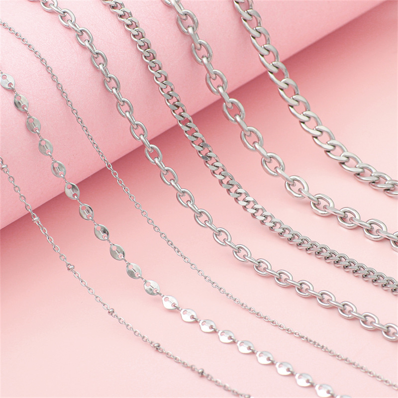 Trend Hip Hop Stainless Steel Y2K Ancient Silver Chain Extension Chain DIY Handmade Jewelry Bracelet Necklace Accessories Material