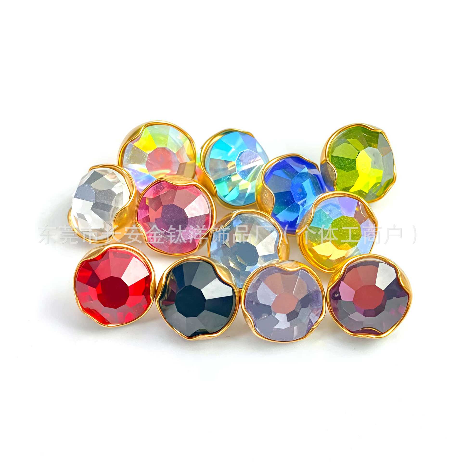 F136 Titanium 18K Gold-Plated Wave-Set Czech Diamond Stud Earrings Navel Nail G23 Titanium Alloy Piercing Jewelry detail image 9