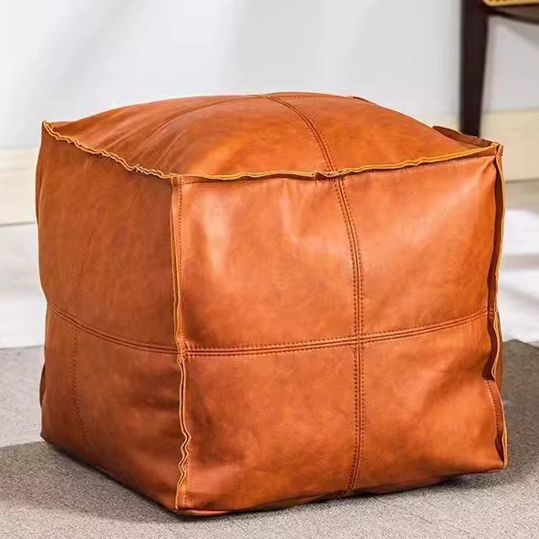 Fábrica directa de sofá perezoso cubierta sin relleno de asiento muelle taburetes de cuero puede almacenar bolsas de tela asiento muelle taburetes rellenos de ropa vieja