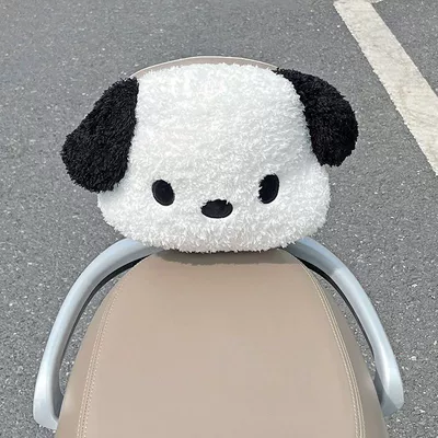 Elektromobil üçün bamper qoruyucu yastıqlar | headrest and a rear waist support cushion - white-puppy-plush-anti-collision-beige-headrest-soft-and-plushhead-protectionlumbar-support