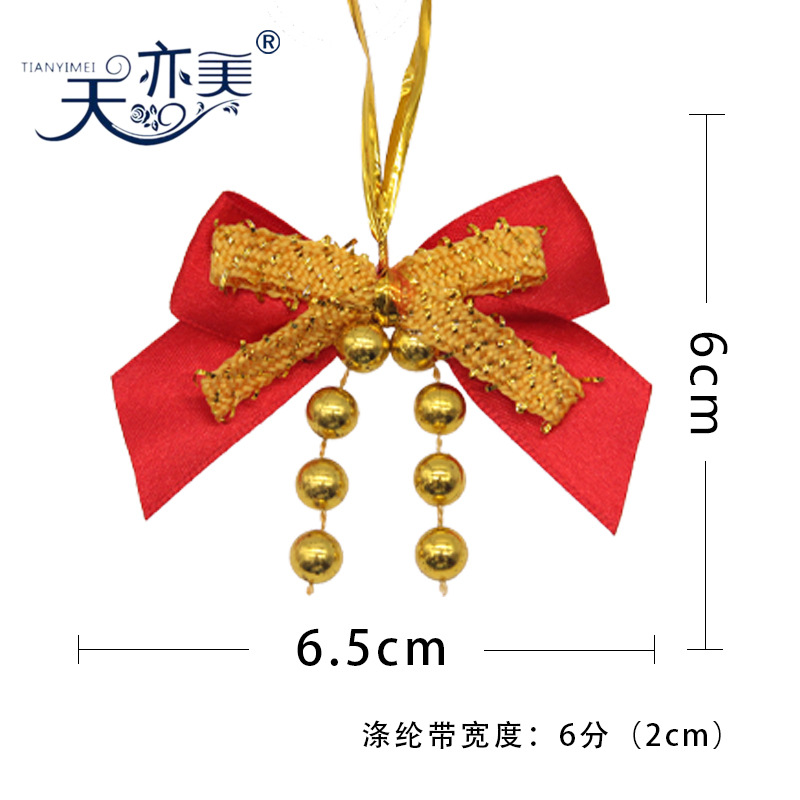 Hermosas cuentas Rojas brillantes decoración de Navidad arco regalo de Navidad colgante Lazo de la cinta