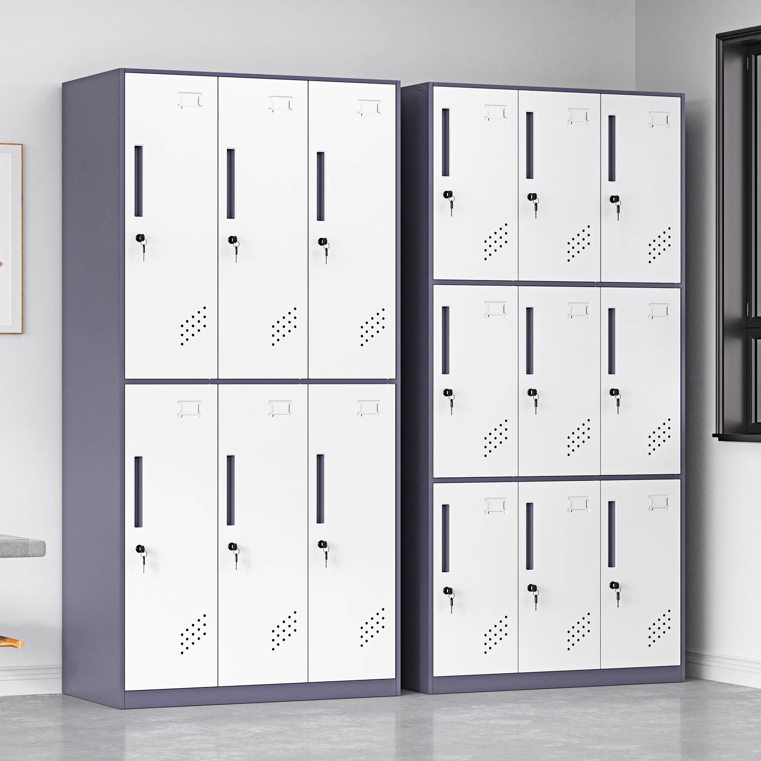 Armario de acero de borde estrecho color de dormitorio de personal armario de almacenamiento grueso baño gimnasio con cerradura cajón de armario