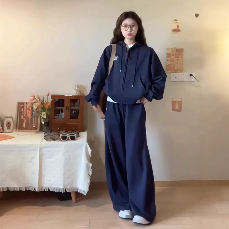 College Style Plus Size Sports Suit for Women Spring and Autum Korean Style Student Loose Slim Sweatshirt and Sweatpants Casual Two-Piece Set College Style Plus Size Sports Suit for Women Spring and Autum Korean Style Student Loose Slim Sweatshirt and Sweatpants Casual Two-Piece Set
