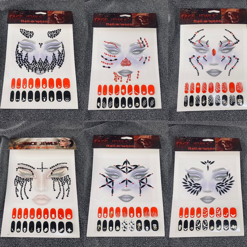 Halloween Face Jewelry Stickers Body Face Stickers Plus Nail Art Decoration Gifts Holiday Fake Tattoos Halloween Limited