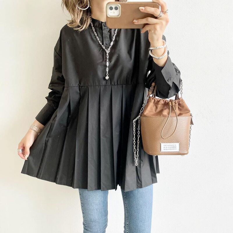 Spring and Autumn Women's New Japanese Style Style Pleated Loose Slim Shirt Long Sleeve Top Women's Shirt Easiest for Match Fashionable and Easiest for Match Spring and Autumn Women's New Japanese Style Style Pleated Loose Slim Shirt Long Sleeve Top Women's Shirt Easiest for Match Fashionable and Easiest for Match