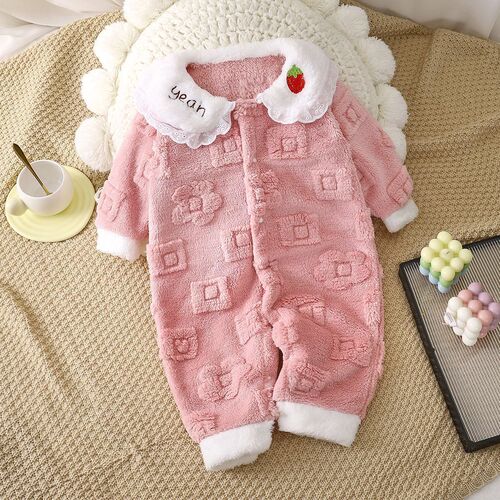 Baby Bodysuit for Boys Autumn and Winter Fleece Bodysuit for Girls Infant Bodysuit Climbing Suit Stylish 0 to 1 months Warm Sleeping Suit 2