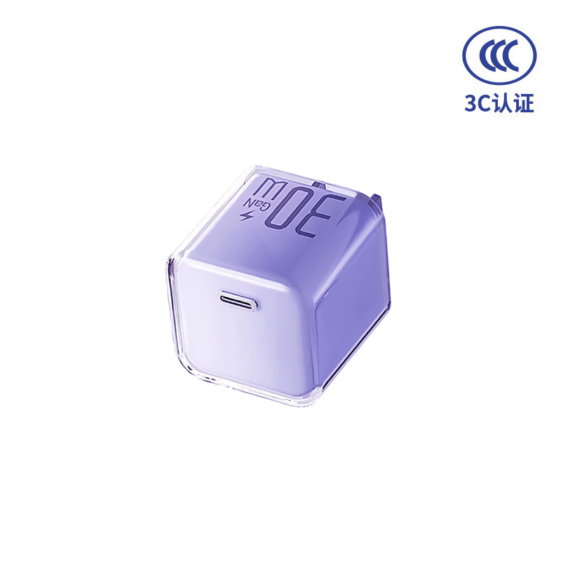 Fábrica de nuevo PD30W cristal de hielo permeable nitruro de gallio para Huawei Apple 17 cable de datos cabeza de cargador rápido de teléfono móvil