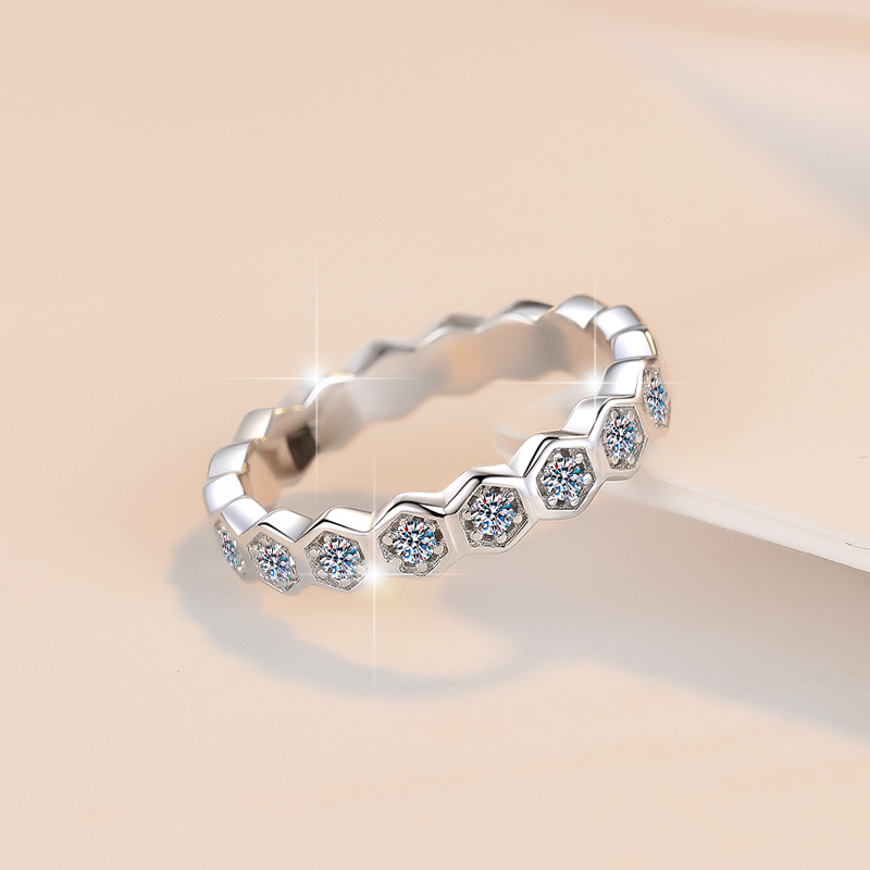 925 Sterling Silver Moissanite Ring For Women With Pt950 Plating_voghion.com