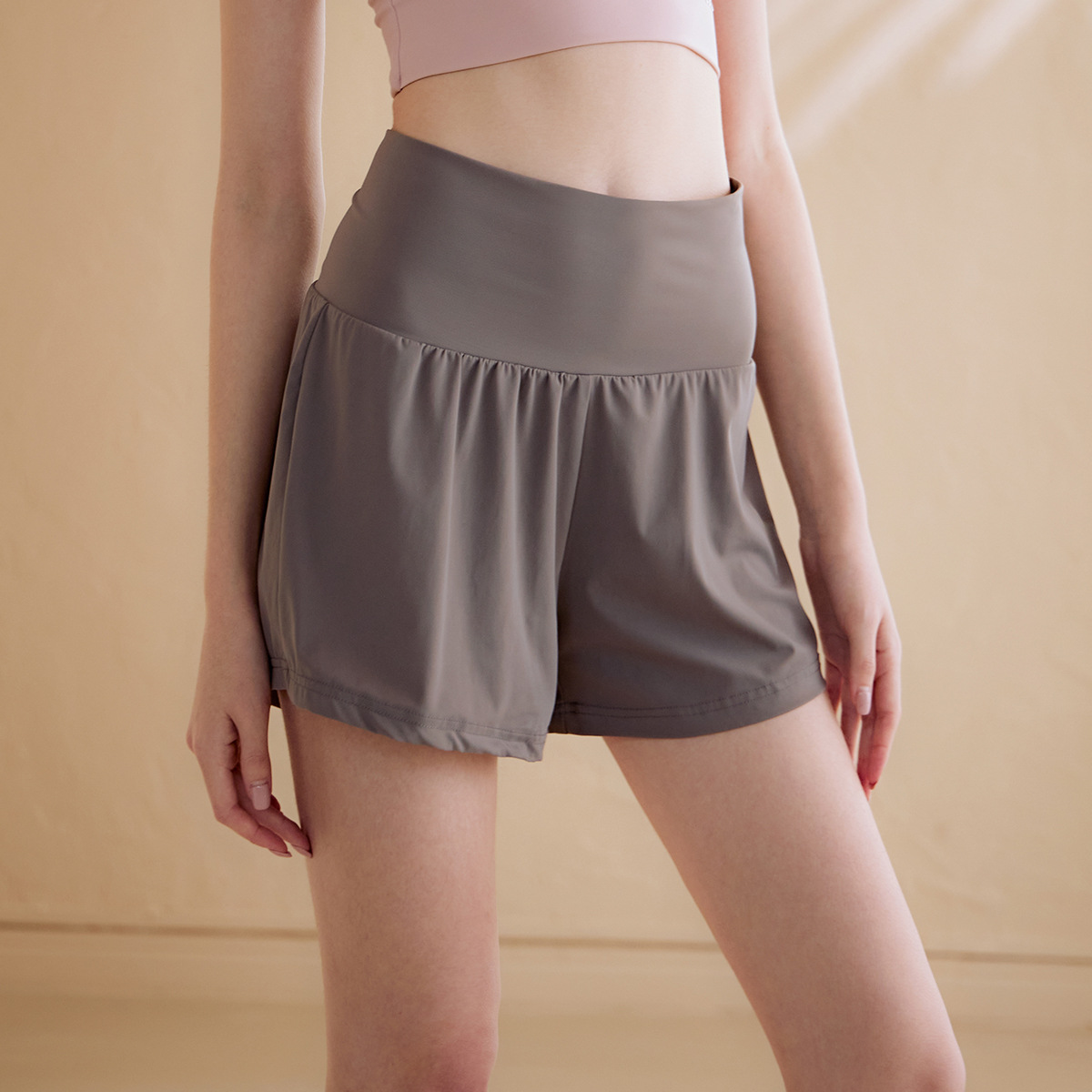 Ice Silk Drape Fake Two-piece Anti-exposure Sports Shorts Women's Breathable Loose Running Fitness Pants Three-quarter Pants Yoga Pants