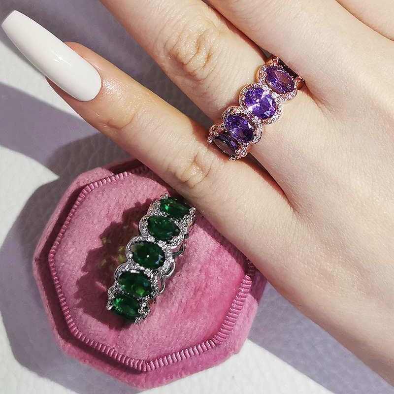 Fashion Round Copper Inlay Zircon Rings 1 Piece