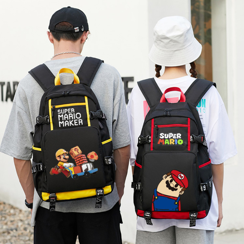 Japanese-Style Printed Super Mario Backpack Mario-Made Large Capacity Laptop Waterproof Travel Bag Japanese-Style Printed Super Mario Backpack Mario-Made Large Capacity Laptop Waterproof Travel Bag