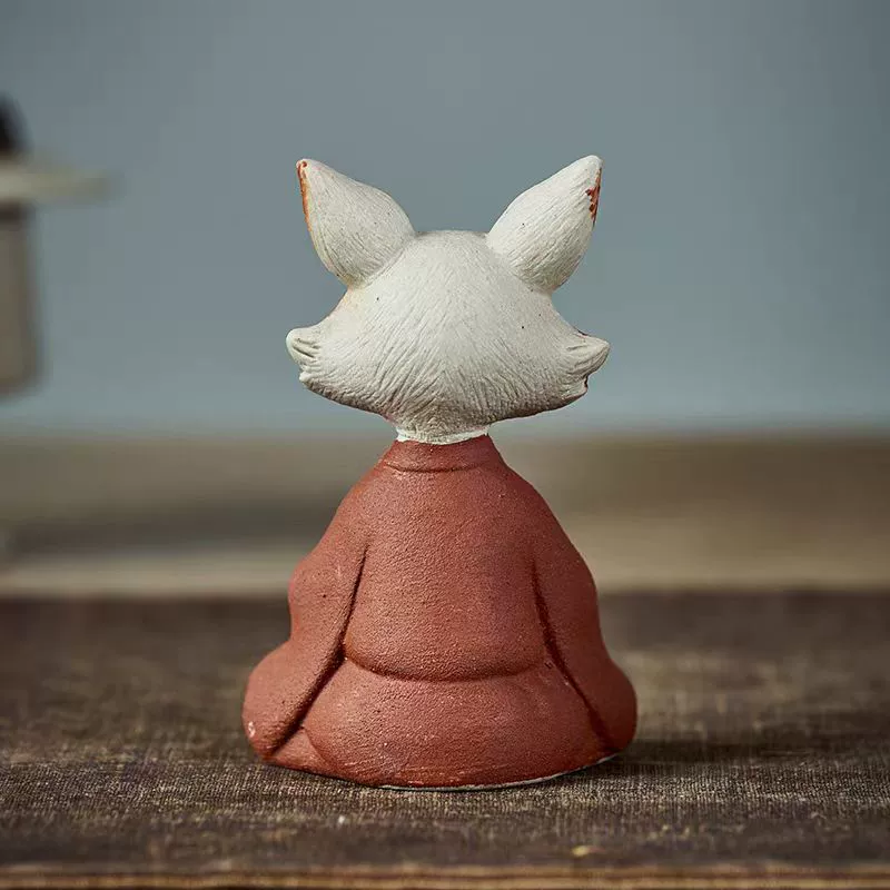 Чайная фигурка из иксинской фиолетовой глины — лиса ручной работы, маленькое украшение, дзен девятихвостая лиса, скульптура для чайного стола, креативная игрушка для чайной церемонии, сохраняемая, от производителя