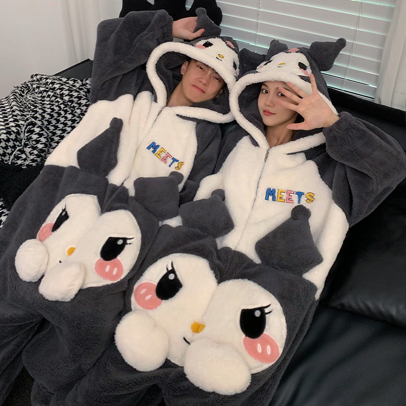 情侣连体睡衣女加厚珊瑚绒冬季可爱洛米大男士法兰绒家居服|undefined