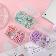 Colorful paper clip ticket holder push pin three-in-one combination storage paper clip clip I-shaped nail office binding set