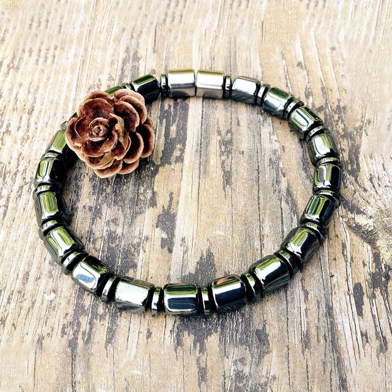 Black gallstone magnetic magnet Bracelet simple beaded Elastic Bracelet Black Beads Magnetic Therapy hand jewelry_voghion.com