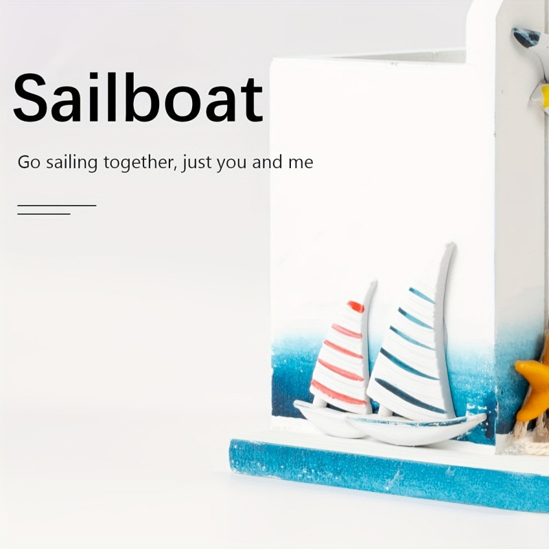 Estilo mediterráneo creativo caja de almacenamiento aleatoria de bolígrafo de estilo marino para el hogar de madera decoración de escritorio de oficina decoración