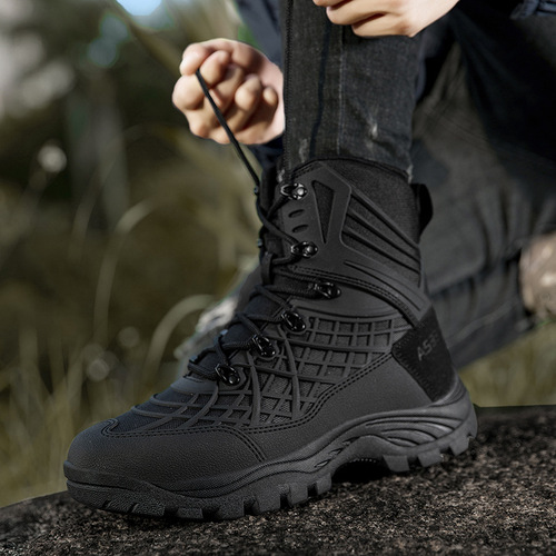 Waterproof military boots, tactical boots, breathable mid-cut boots, outdoor men's shoes, desert boots, combat boots, hiking boots, footwear.
