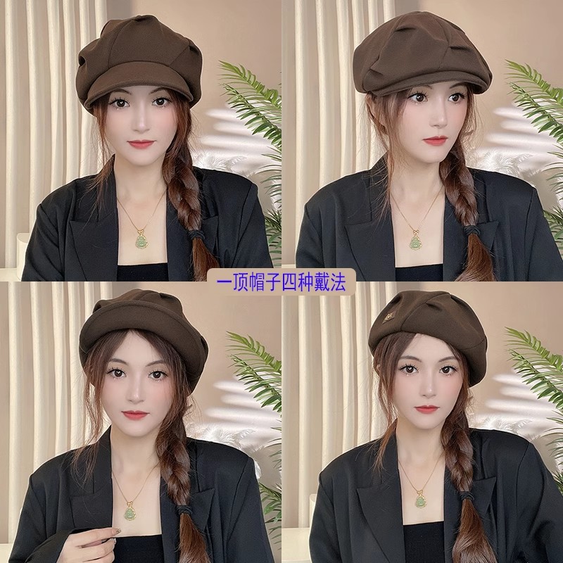 Autumn and Winter Fashion Internet Celebrity All-match Retro Korean-style Painted Hat Japanese-style Casual Elegant Beret British Cloud Hat for Women