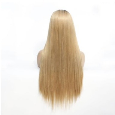 NEWLOOK, casco de encaje delantero de fibra química europea y americana, color T, cabello largo recto dorado, fábrica al por mayor