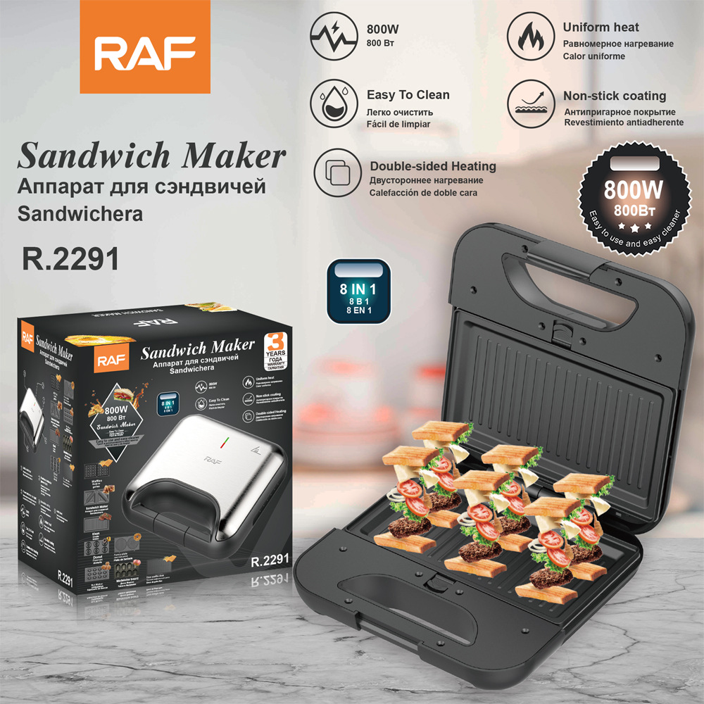 Raf European Standard Eight-In-One Breakfast Sandwich Machine Fried Steak Barbecue Meat Machine Household Multi-Functional Donut Egg