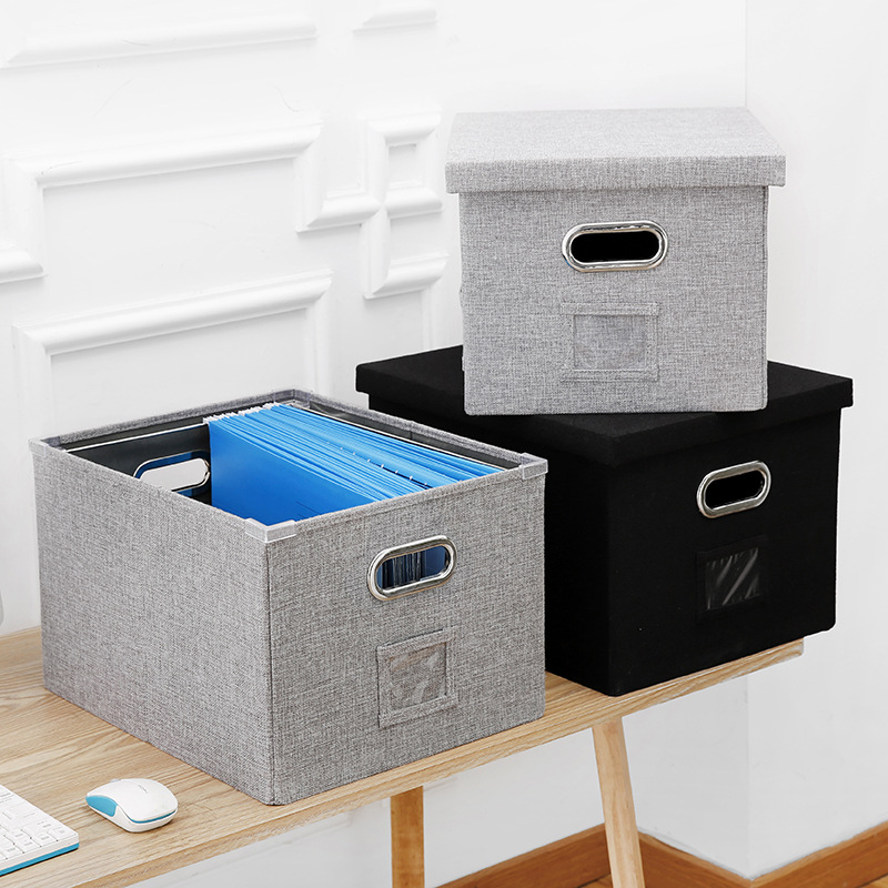 Amazon carpeta caja de almacenamiento de escritorio de oficina con tapa caja de almacenamiento de material al por mayor