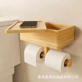 木质卫生间壁挂式纸巾架多用途卷纸整理架厨房收纳架洗手间置物架