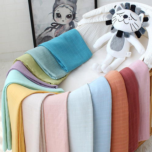 Double layer bamboo cotton gauze baby blanket solid color blanket baby newborn swaddle blanket muslin bag single summer