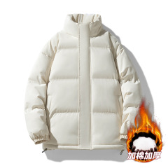 棉衣男冬季情侣立领户外棉服男女加厚保暖纯色潮牌外套大码面包服