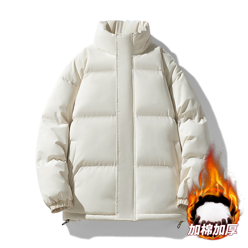 Men's Winter Cotton Jacket Couple's Stand-Collar Outdoor Cotton Coat Thick Warm Solid Color Trendy Brand Jacket Plus Size Puffer Jacket Men's Winter Cotton Jacket Couple's Stand-Collar Outdoor Cotton Coat Thick Warm Solid Color Trendy Brand Jacket Plus Size Puffer Jacket